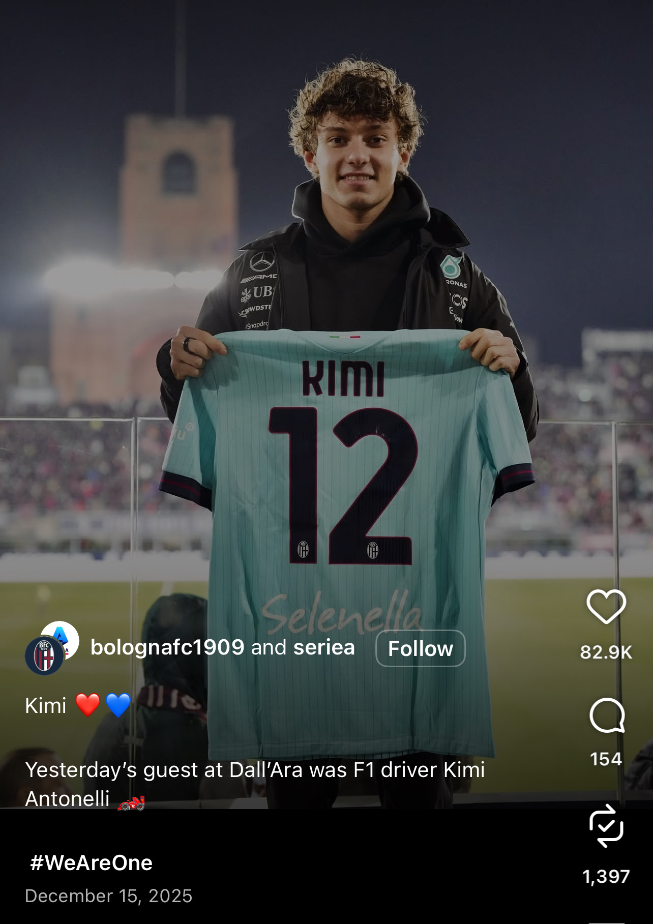 博洛尼亚小伙家乡看球•Kimi Antonelli x 2025-26赛季二科｜