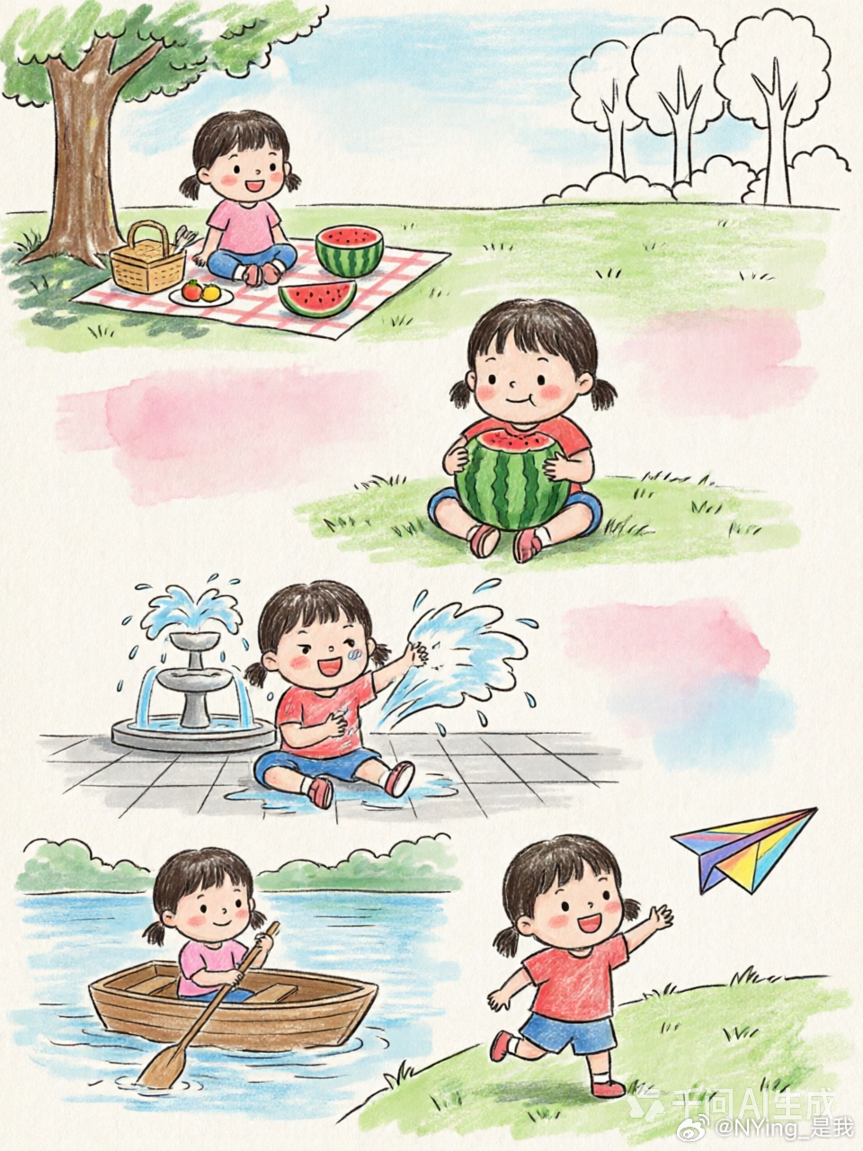 夸一夏就放空  夏天有什么不一样？小时候:萌凉下野炊，抱着大西瓜吃的满嘴汁水，去
