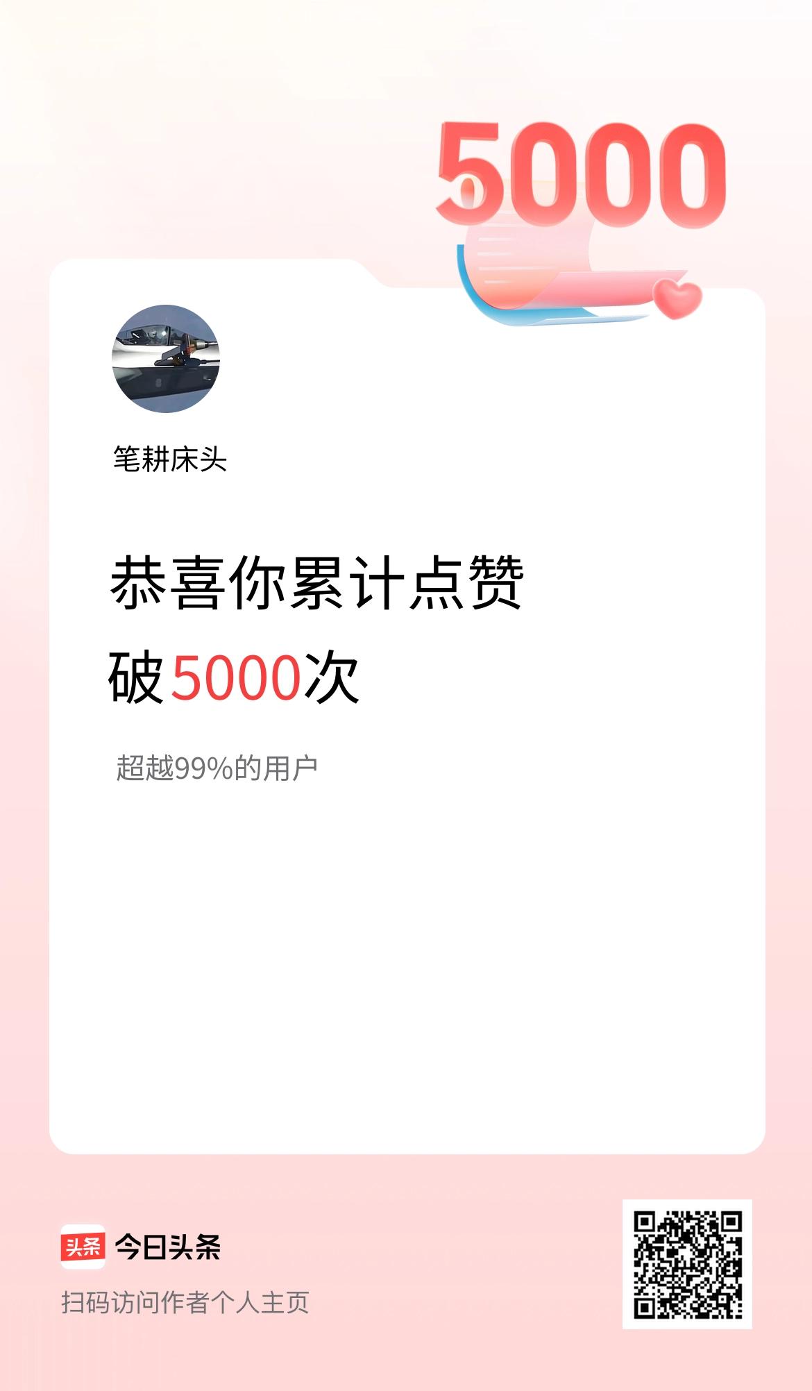 我在头条累计点赞破5000啦！
