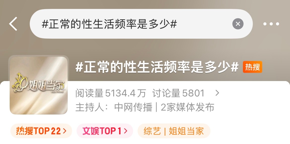 正常的性生活频率是多少这几天的词条怎么都是这样子的？到底是谁压抑不住了？难道不是