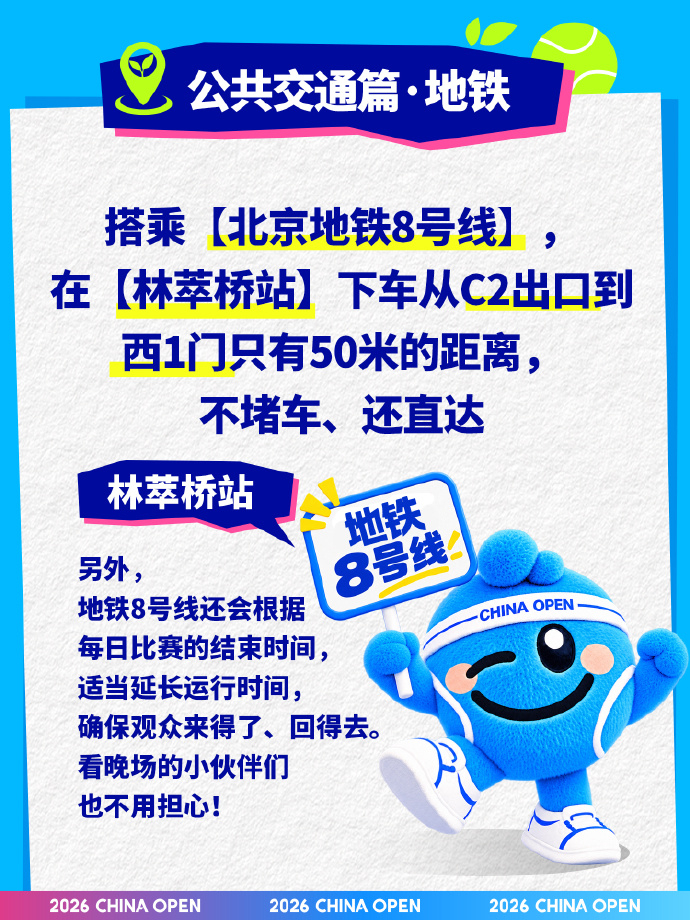 坐地铁去中网 2026中国网球公开赛要来啦！🎾国家网球中心怎么去？坐地铁最方便
