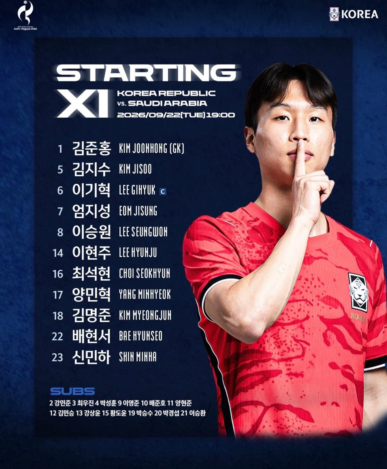 韩国队这场稳当，直接盘他就完了！赛事：周二001 亚运男足球队：韩国亚运男足VS