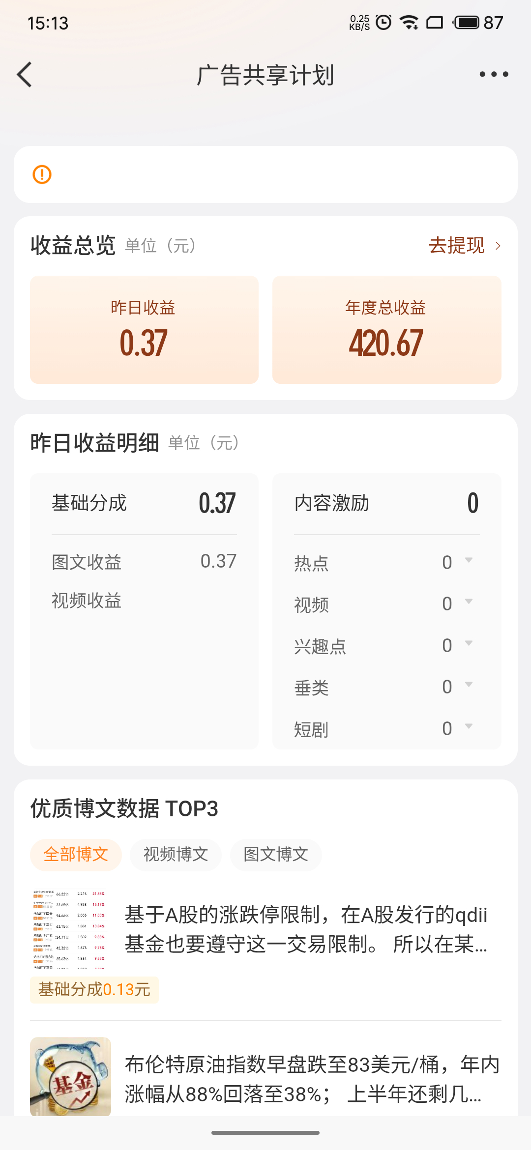 在持的波段计划没有产生收益，然后日常更新因为太佛系，广告计划的收益不足以支撑每个