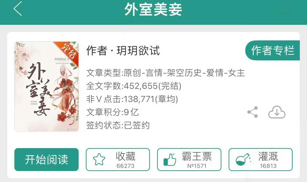 小说推荐：《外室美妾》 作者:玥玥欲试简评：娇弱貌美女主vs有财有势男主，强取豪