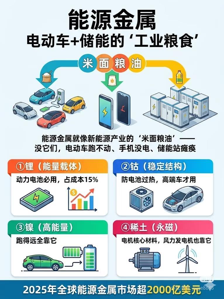 看懂能源金属：新能源时代真正的工业粮食，钱都流向这里
 
很多人天天聊新能源、聊
