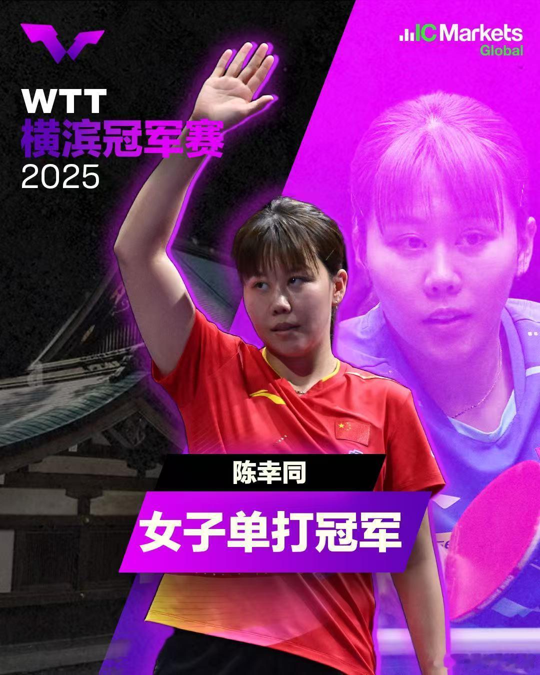 wtt横滨冠军赛2025 女单决赛，陈幸同4-2（-6、8、3、5、-6、5）孙
