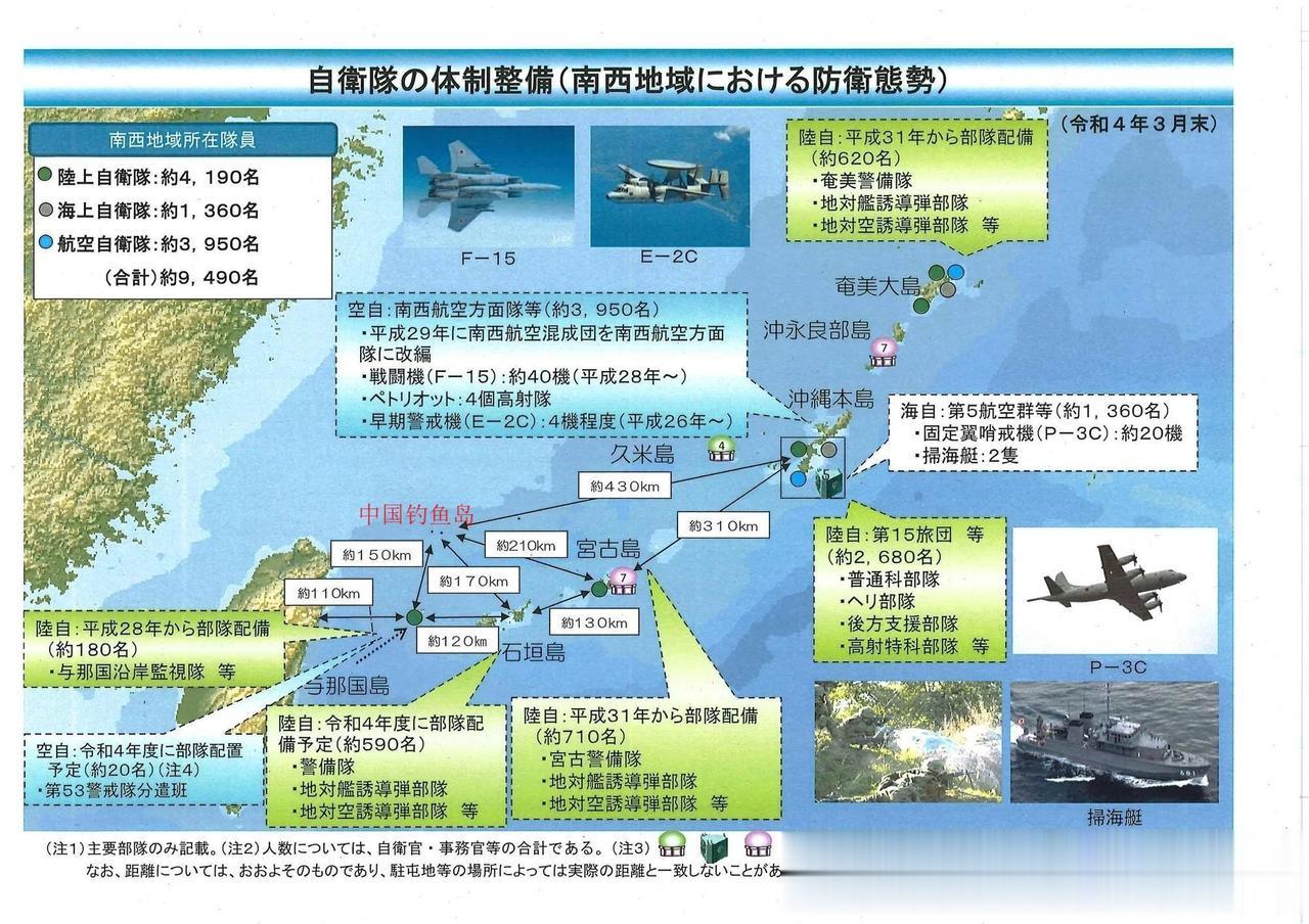 话说，日本那么自信的吗？这是日本自卫队自己公布的其在西南诸岛各型武器装备及兵力部