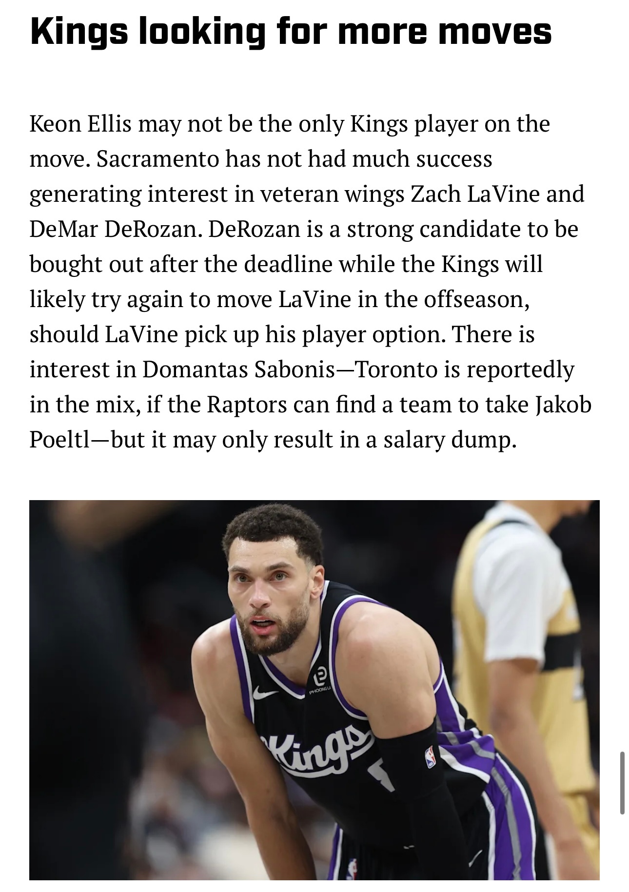 Chris Mannix：德罗赞很可能在交易截止日后被买断，而如果拉文执行球员选