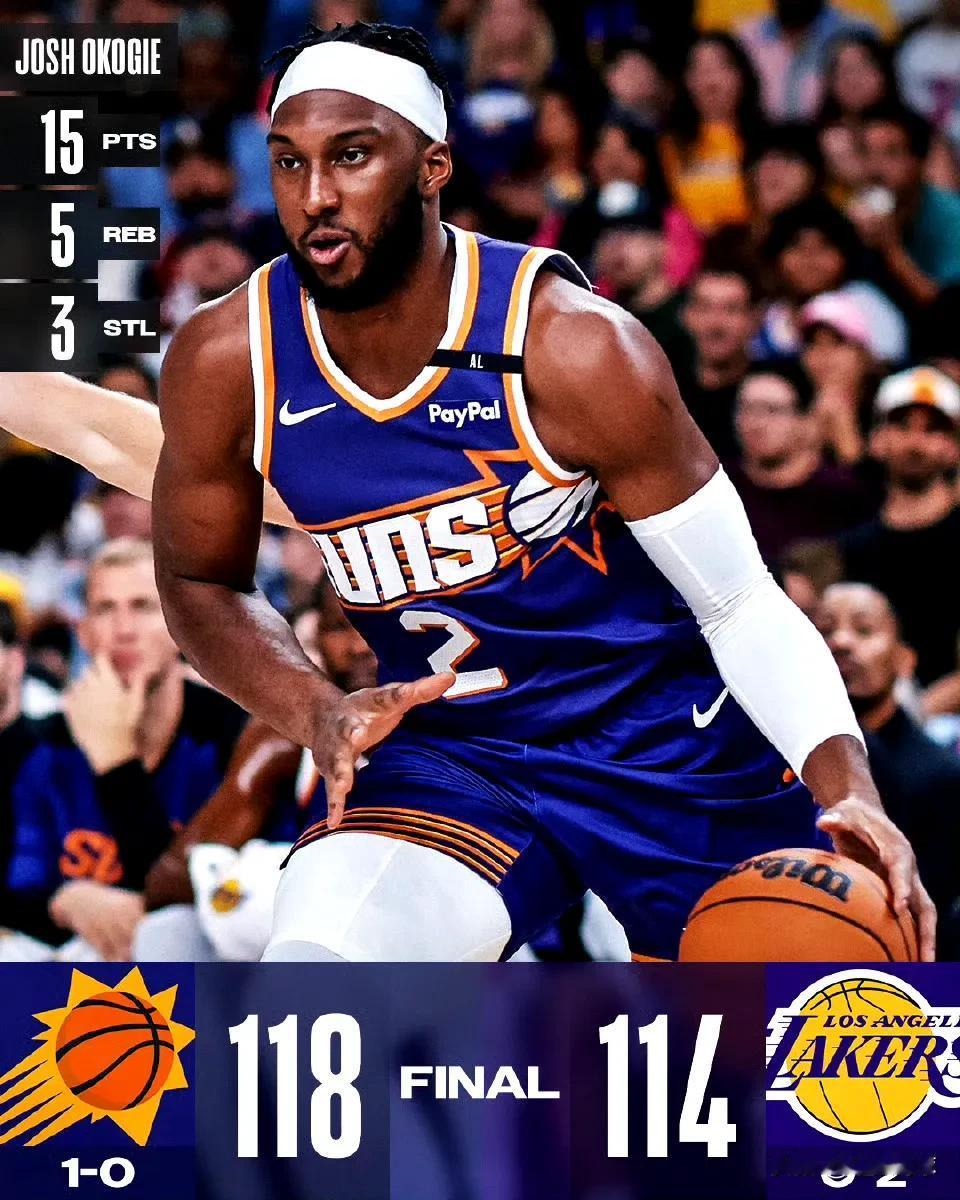 NBA季前赛，湖人114-118被太阳逆转，5个没想到。

第一个没想到：太阳三