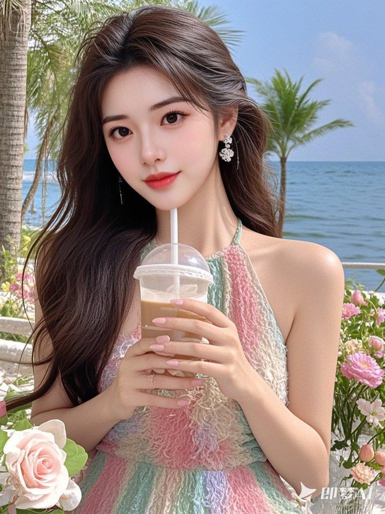 深棕色公主头长发（发丝自然垂落、带柔和光泽），具备次表面散射效果显通透。面部毛孔