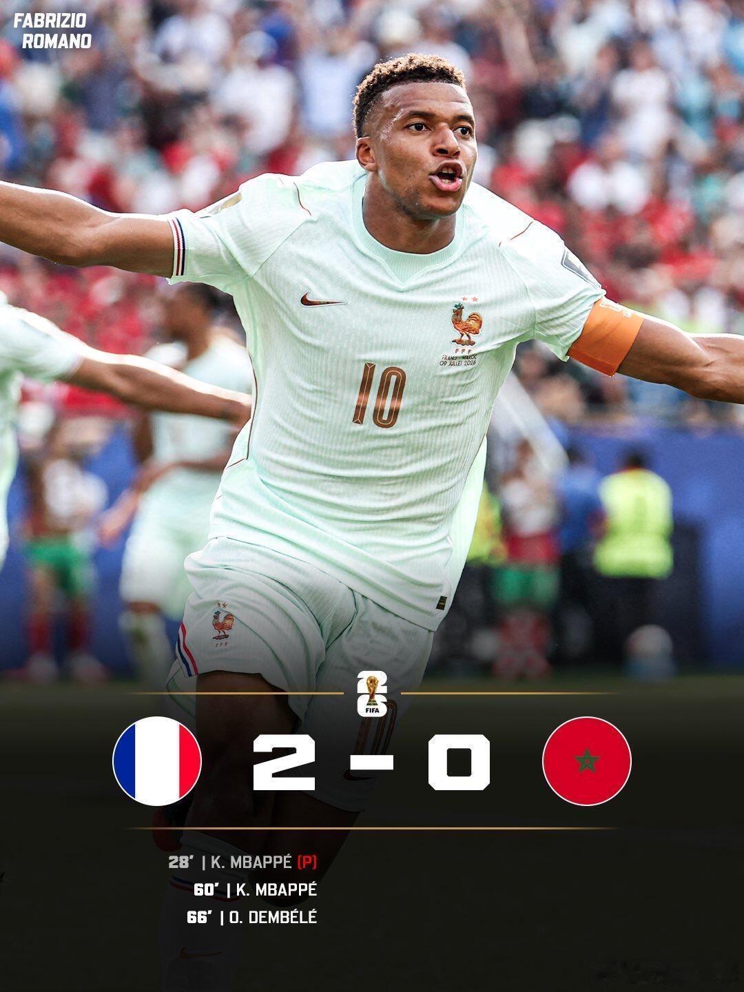 世界杯 1/4决赛法国2-0摩洛哥，连续三届杀入四强！姆巴佩失点后6分钟完成救赎