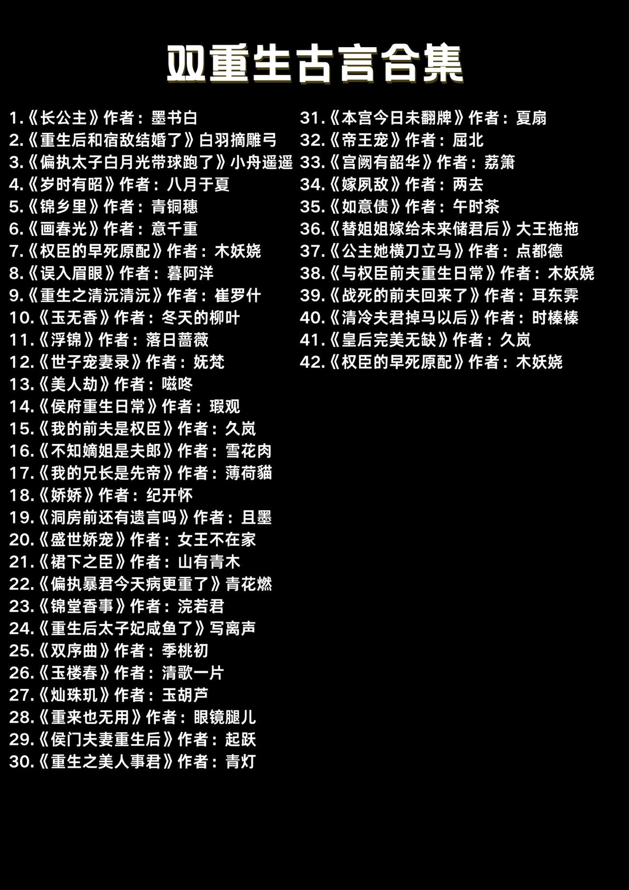 42本双重生古言文|双重生！上一世来不及爱的人这辈子宠个够！小说 重生 重生小说