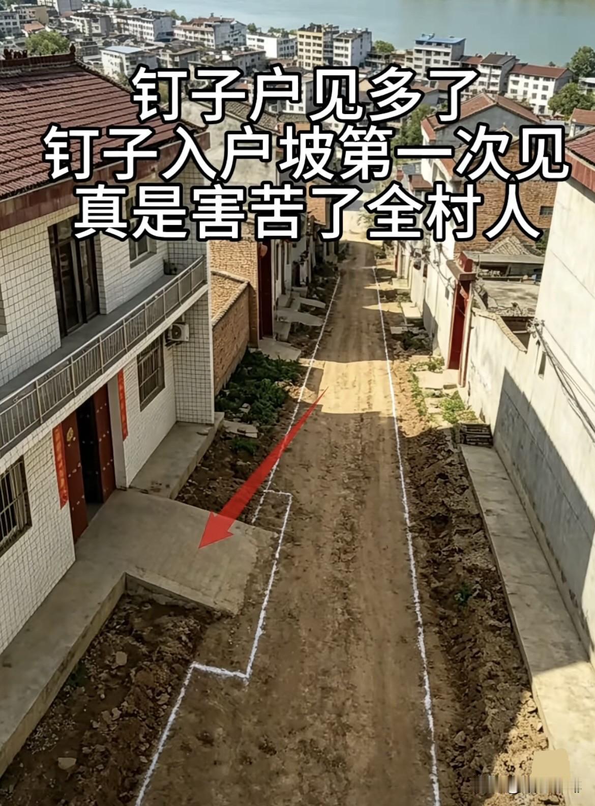 钉子户见多了，
钉子入户坡第一次见，
真是苦了过路人了‼️