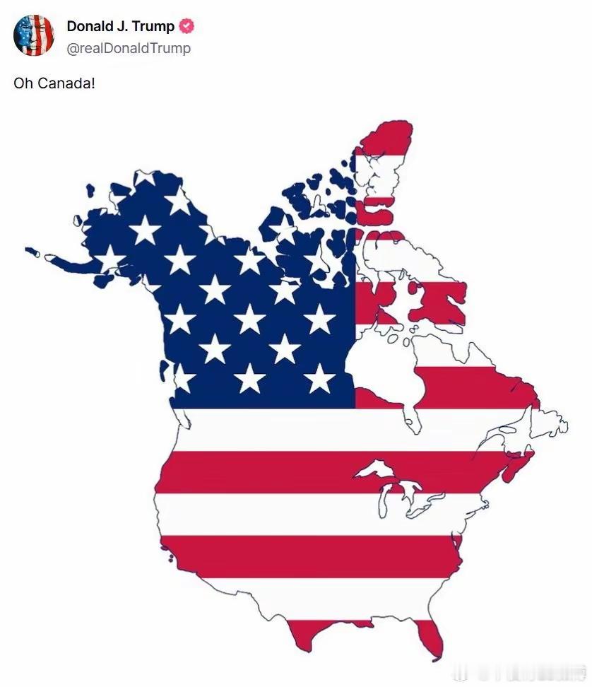 特特迫不及待发布美国全新版图，包括加拿大？！看来这事情是势在必行了，直接吞了！这