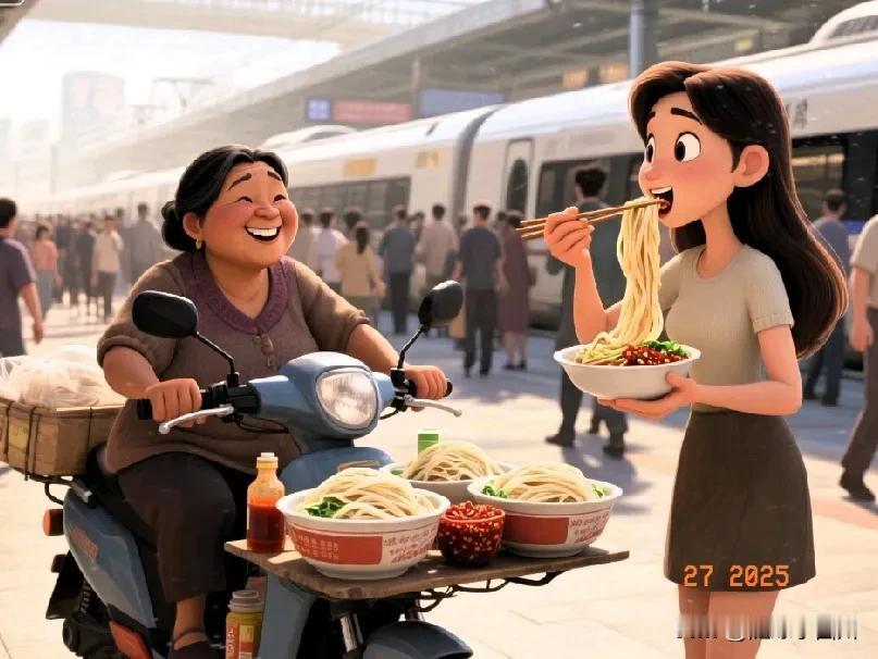 我发现在火车站卖吃食的小推车对我实在太友好了。

前段没时间买了一张高铁票，回去