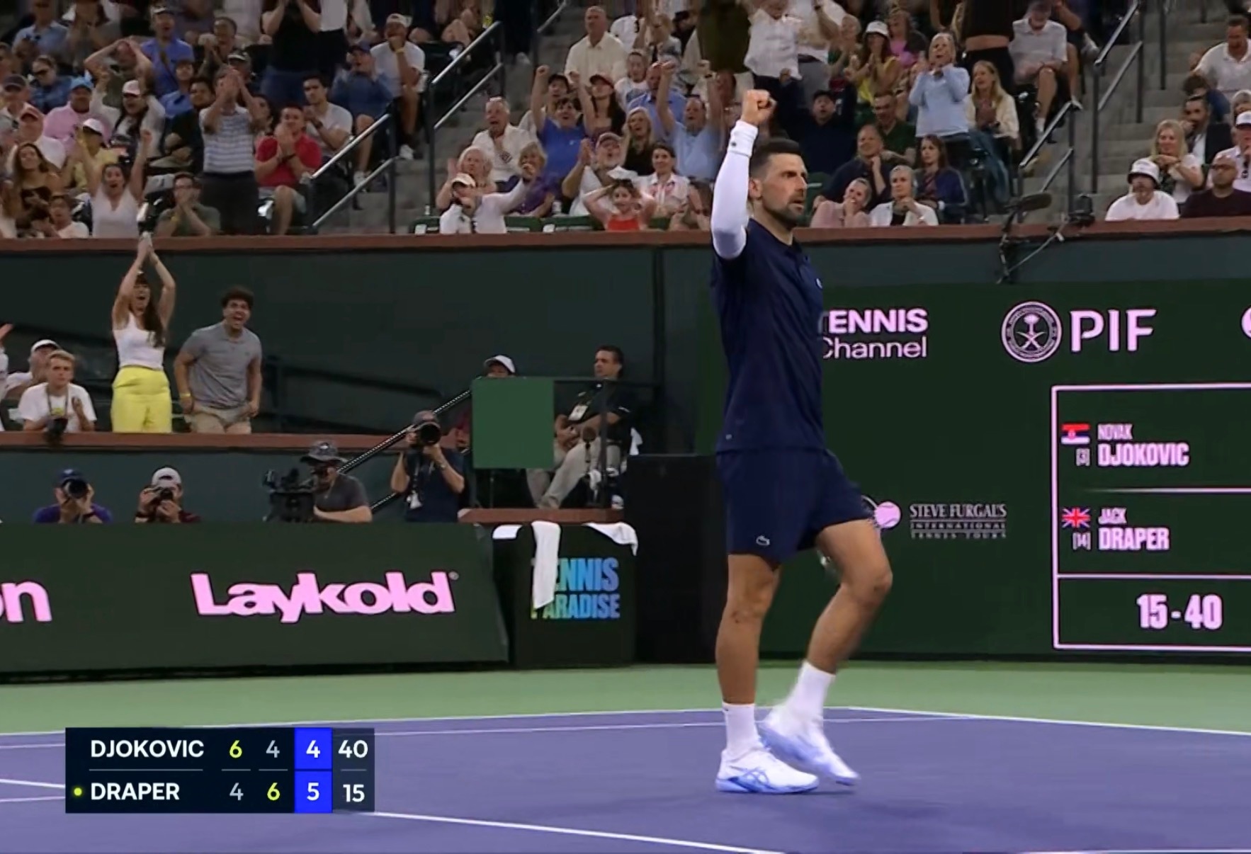 德约科维奇vs德雷珀 我就知道，德约一定能破掉德雷珀的发胜决胜盘5-5！ 