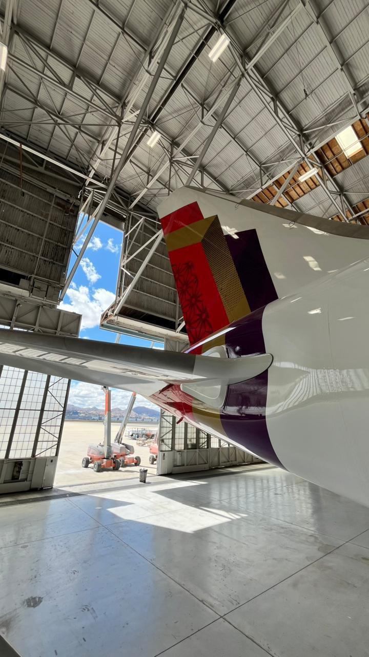 近日，印度航空公布该公司首架新涂装波音787客机的照片，这架飞机即将抵达印度。