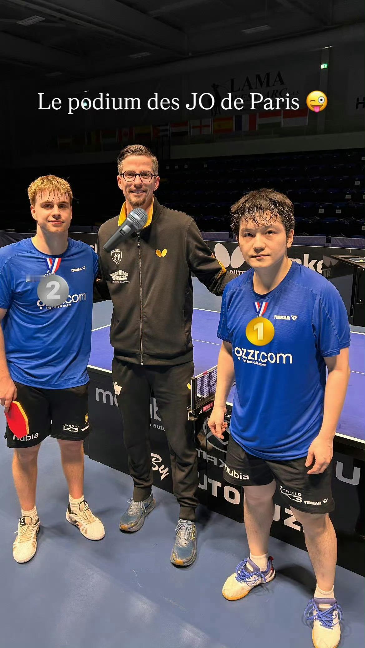 樊振东莫雷加德对练是巴黎奥运会乒乓球男单冠军和亚军组成的队伍要打欧冠啦这可是世界