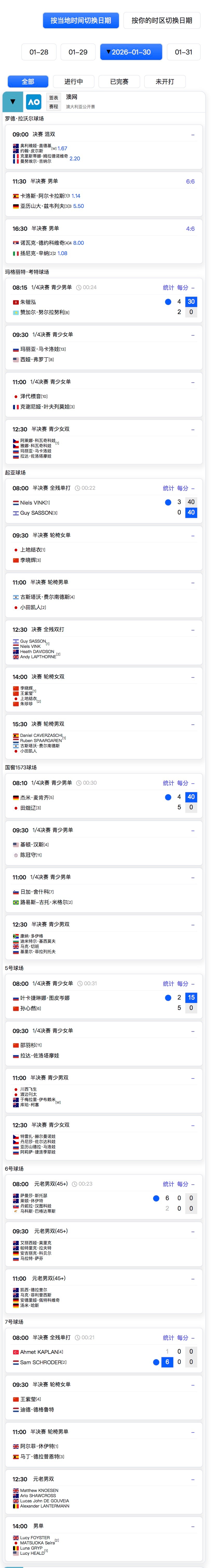 【澳网2026 第1️⃣3️⃣比赛日赛程（1月30日）】🇨🇳中国力量5号球场