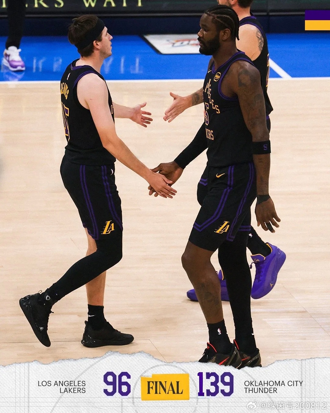 NBA常规赛🏀:雷霆139比96胜湖人 