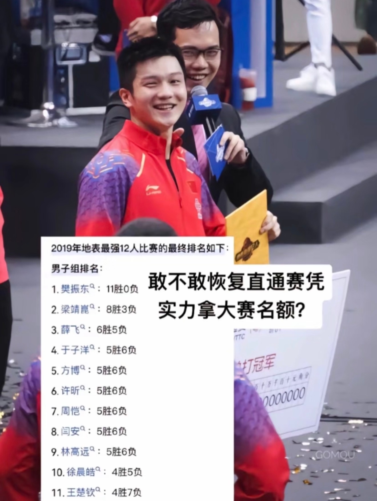 樊振东需通过资格赛获奥运参赛席位要求恢复直通赛，大家各凭本事抢名额，么么哒。 