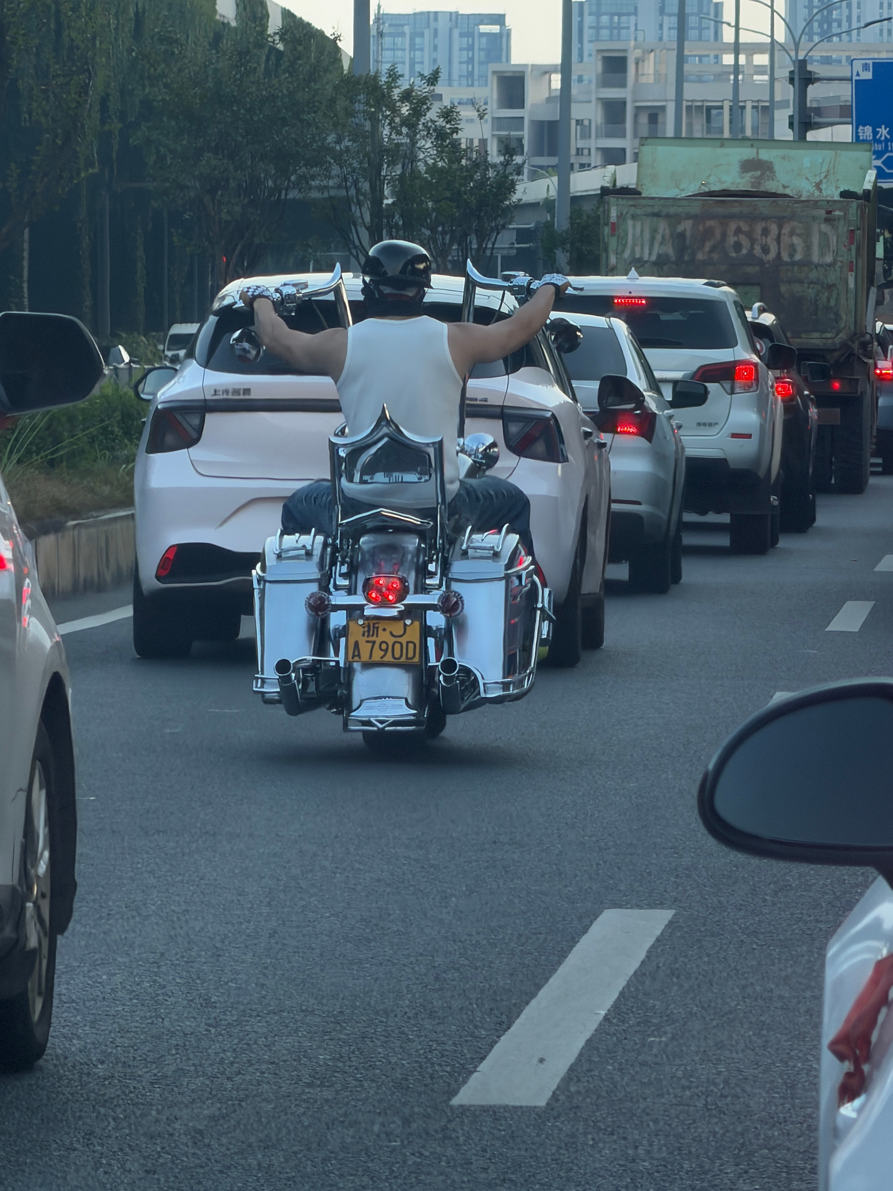 哥 可不可以不要这么帅 给点面子太帅了 匪帮风格的哈雷子～摩托车 成都