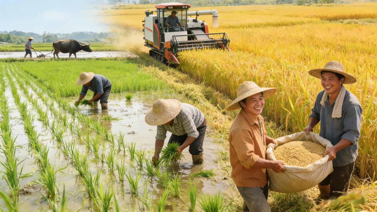 上联：春播千亩稻；诚邀下联春播千亩稻，秋收万担粮