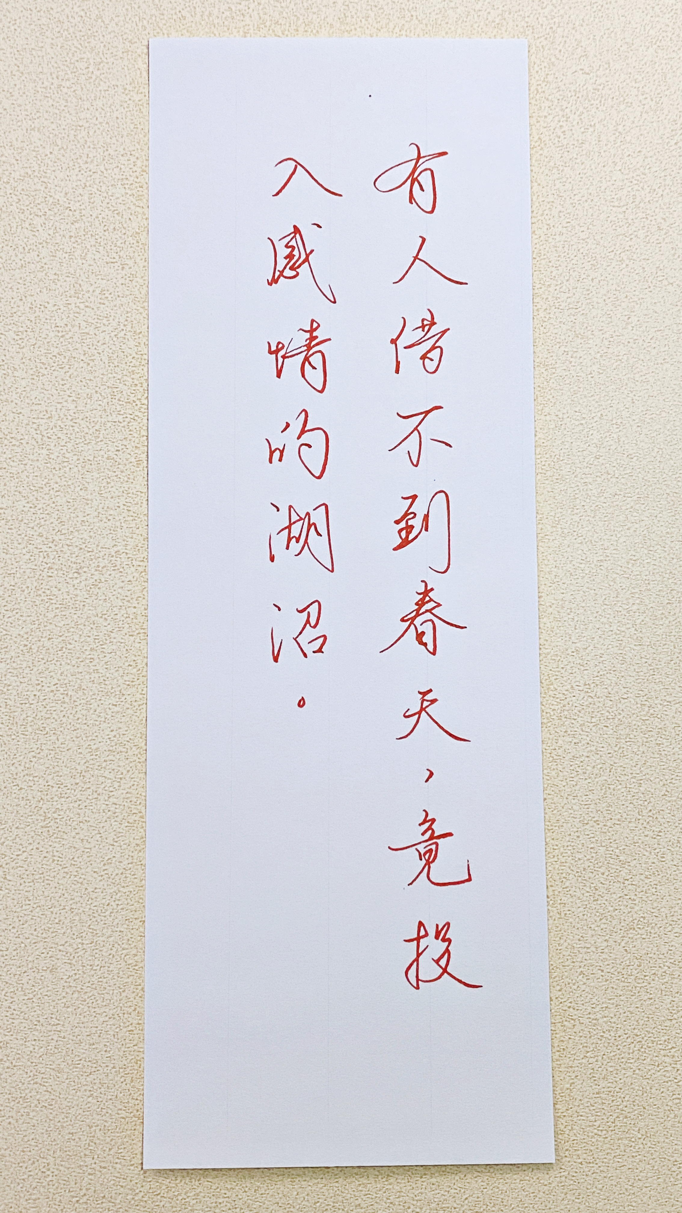 今日作业（2026.8.27）有人借不到春天，竟投入感情的湖沼。—刘以鬯《酒徒》