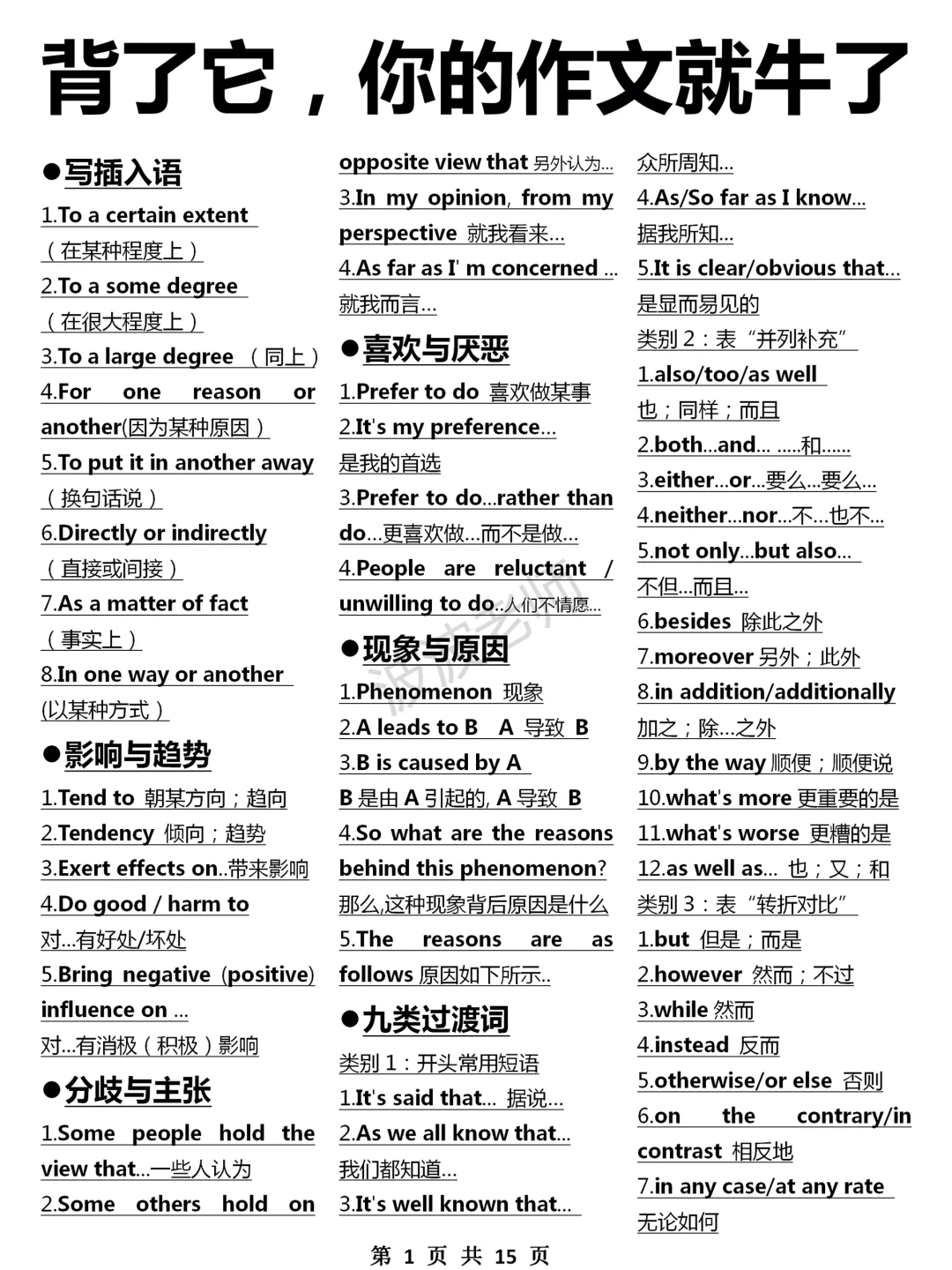 英语作文万能句！太牛了！考前救命！
