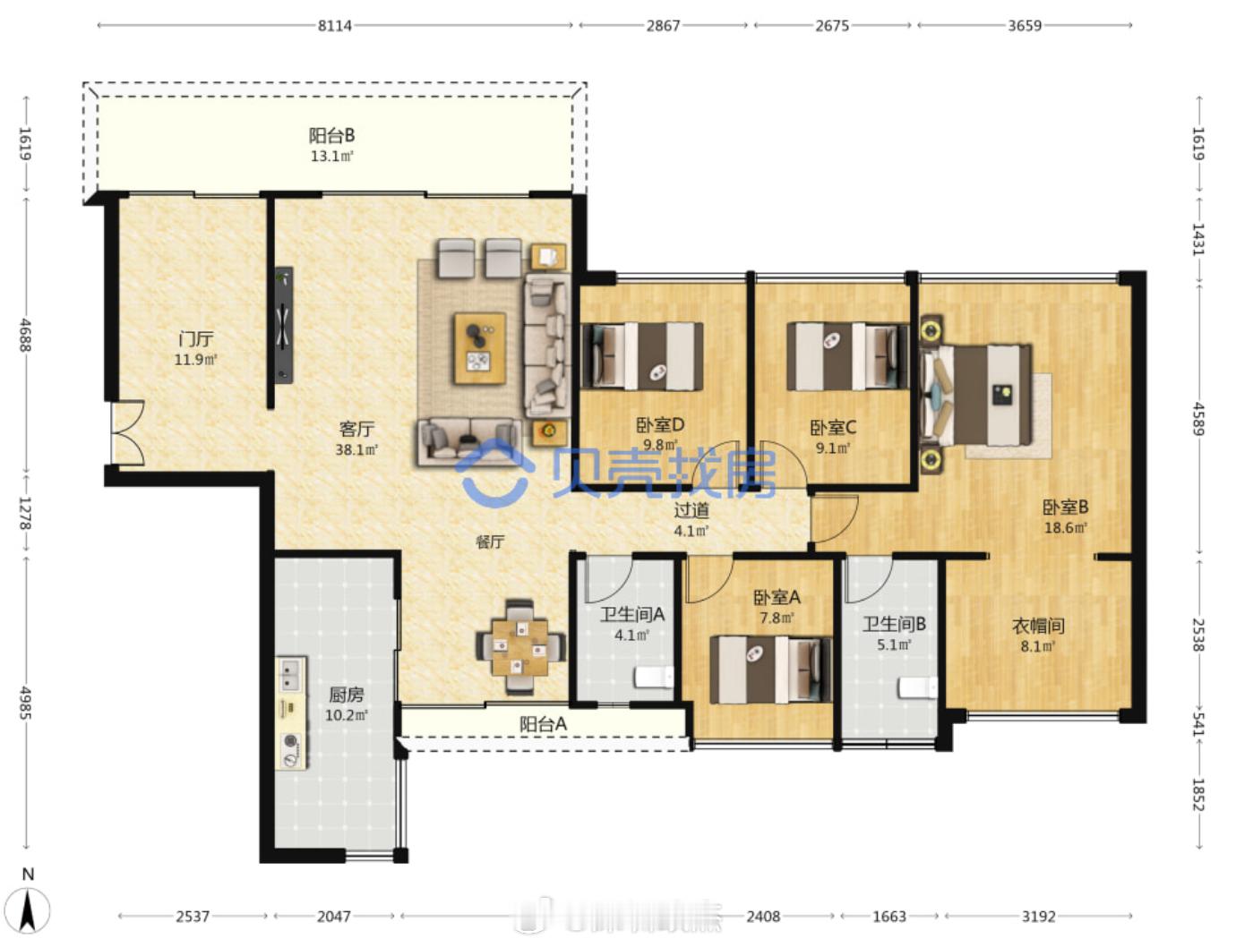 龙华红山莱蒙水榭春天5期147平4栋A单元高楼层1345万成交，单价9.1万。去