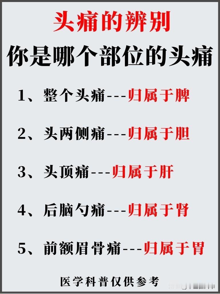 头痛的部位，可能是脏腑的健康“信号”
#中医##养生#