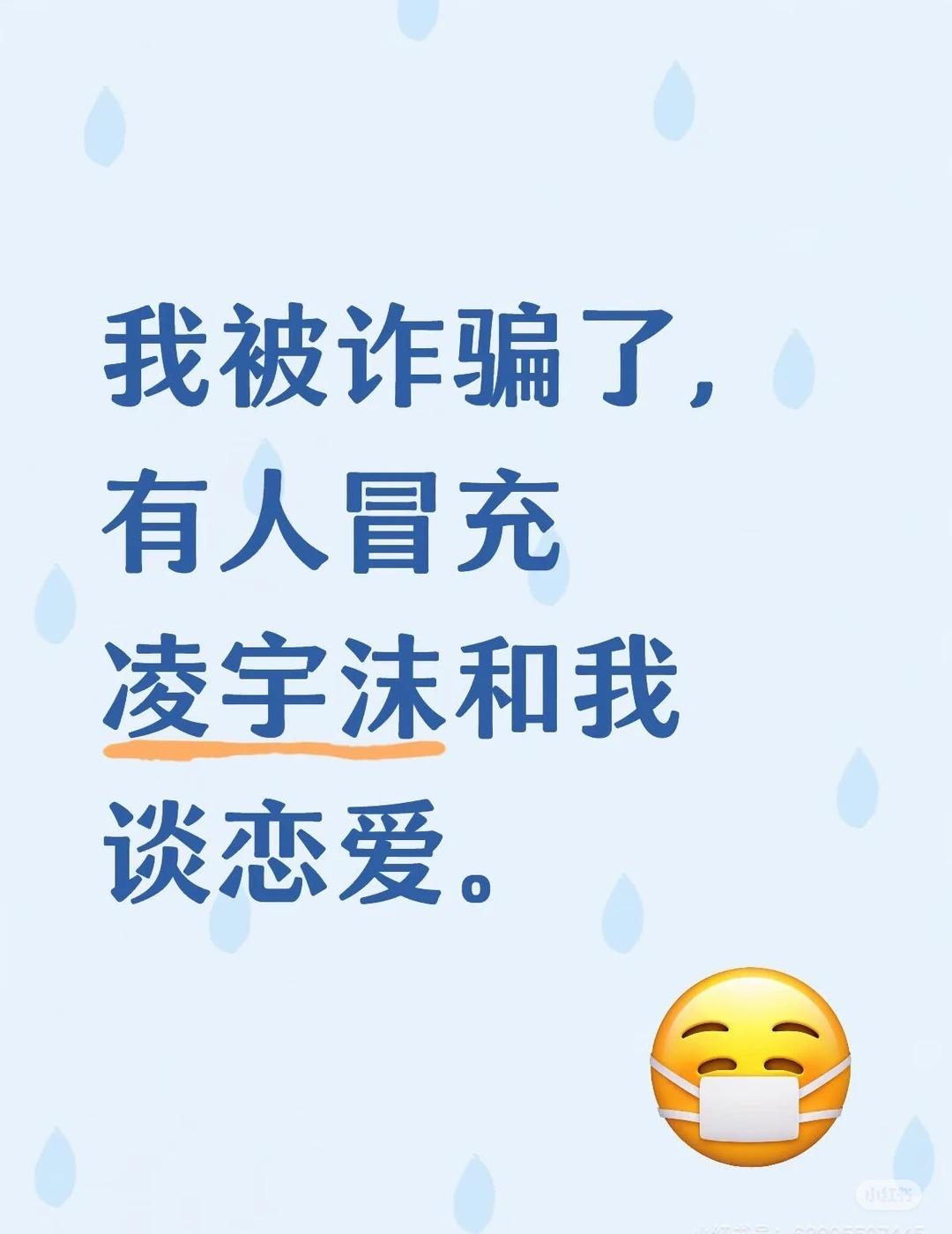 我被诈骗了，有人冒充凌宇沫和我谈恋爱。
我一直以为自己在和凌宇沫谈网恋，甚至还在