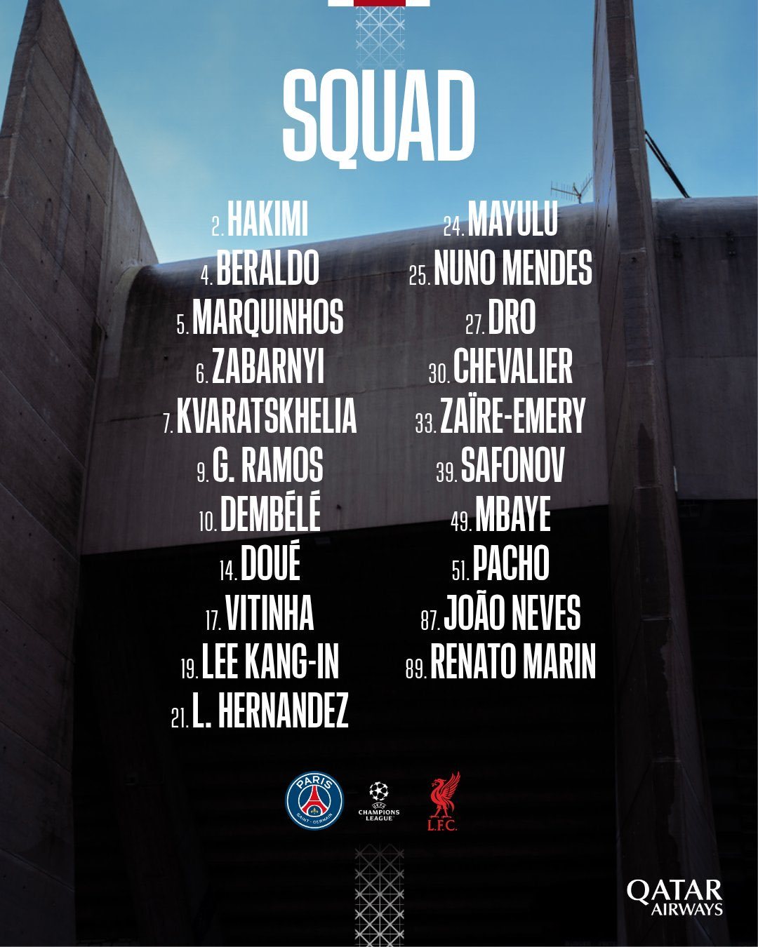 欧冠  巴黎圣日耳曼对阵利物浦阵容巴黎圣日耳曼vs利物浦