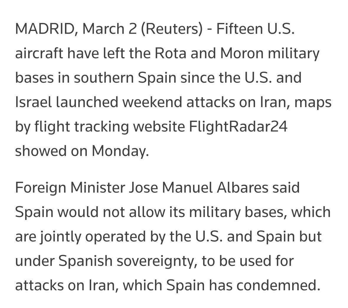 美伊以冲突中东现场直击 据路透社报道，西班牙拒绝允许美国支持对伊朗的军事打击后，