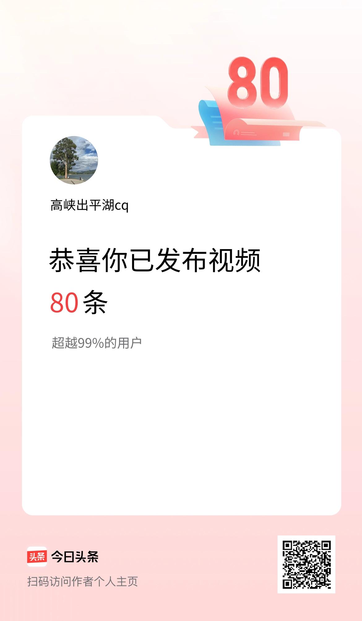 我在头条累计视频投稿80个