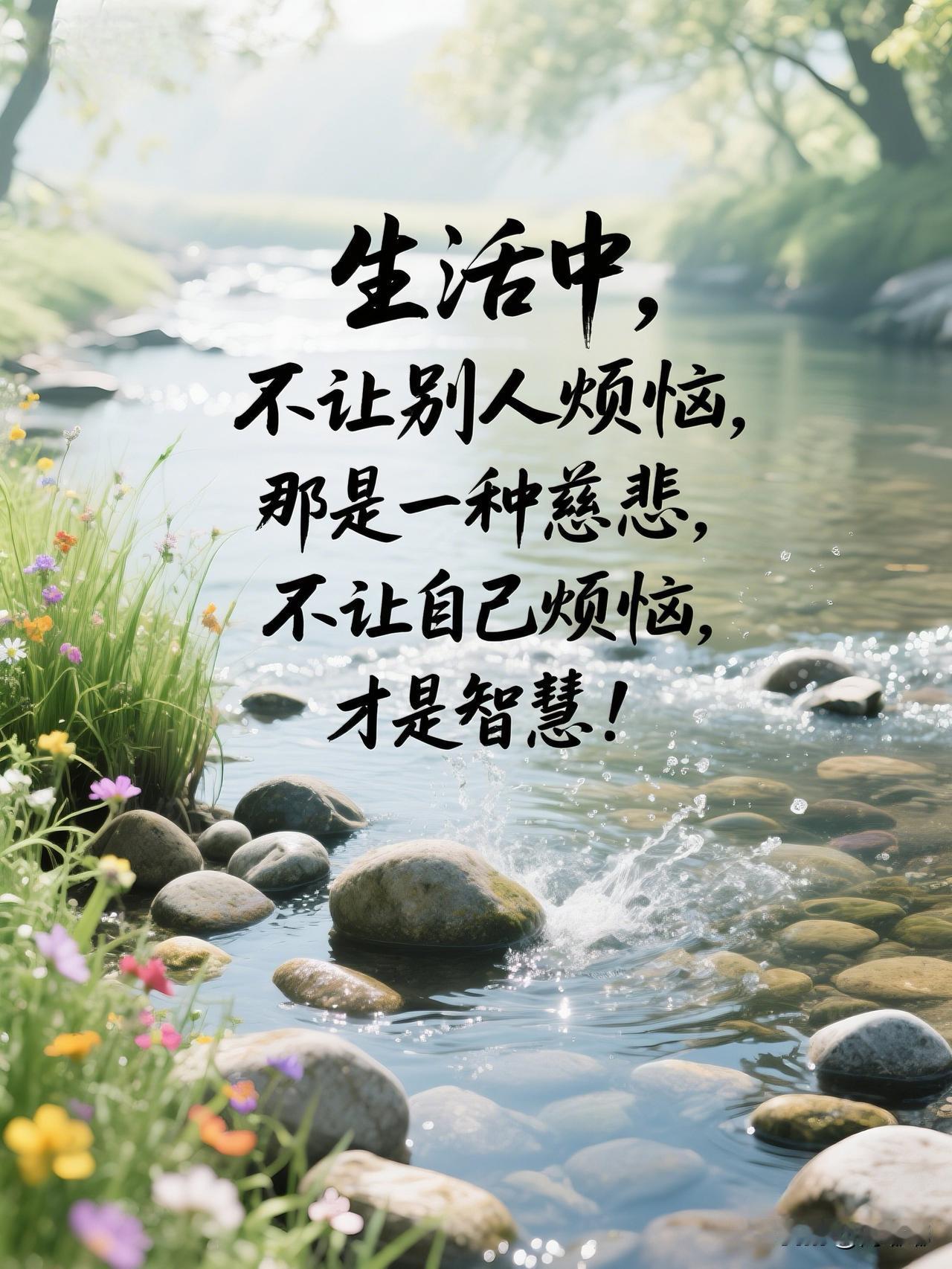 生活中，不让别人烦恼，那是一种慈悲，不让自己烦恼，才是智慧！[祈祷]这话听起来文