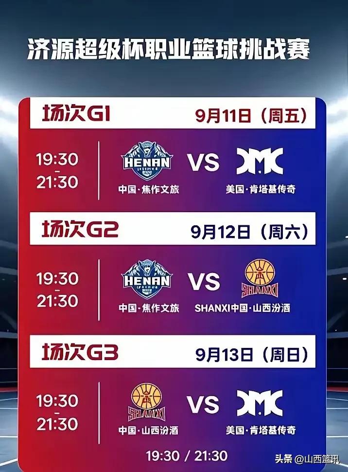 志在冲冠！山西汾酒男篮今晚在济源迎战肯塔基传奇（美国）篮球队！
昨天晚上，山西汾