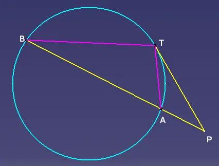 正弦定理与切割线定理
如图，PAB为圆的割线，PT为圆的切线，切点为T，设∠AT