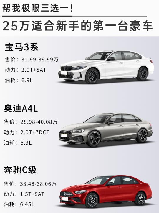 25万左右适合新手第一台豪车，该怎么选？！