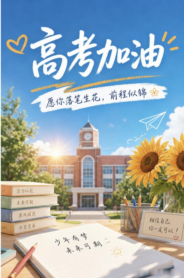 高考第一天提笔即是锋芒，落笔全是底气！愿所有考生：会的全对，蒙的全对，考完一科扔