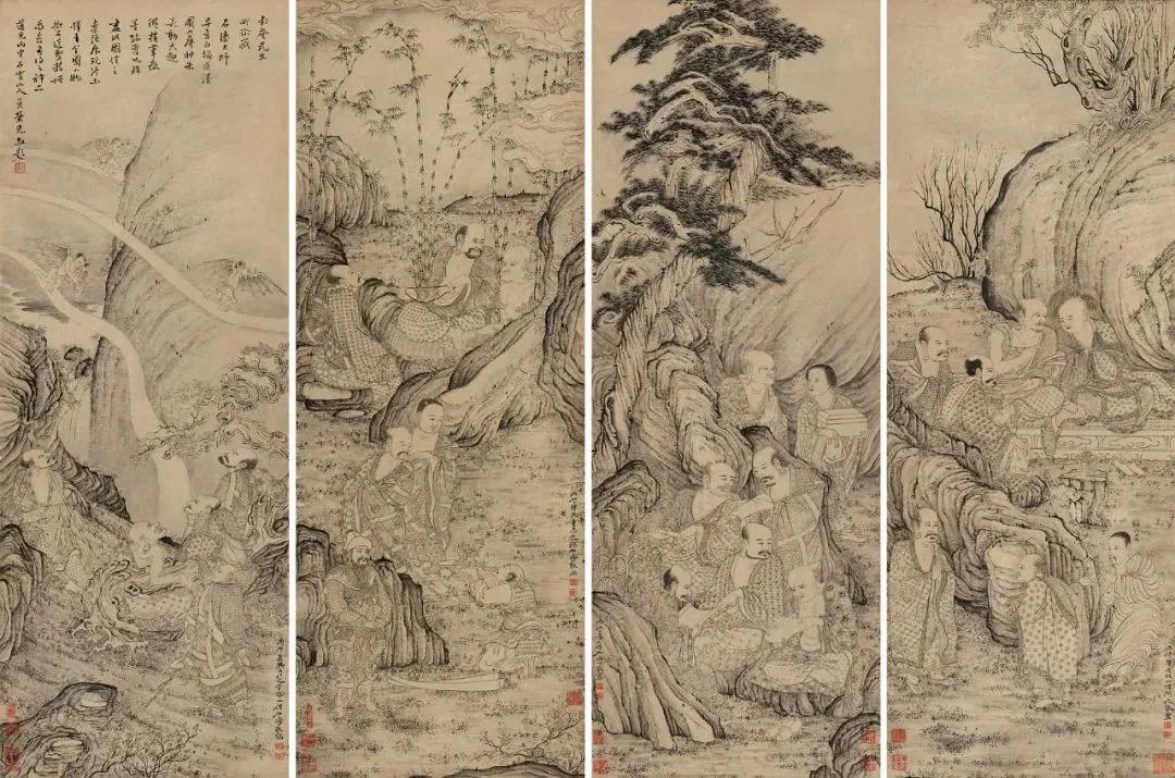 石涛：山水人物四屏
  