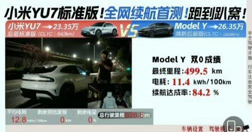小米YU7标准版续航直播实测炸了！小米 YU7 标准版跑了626.5km，Mod