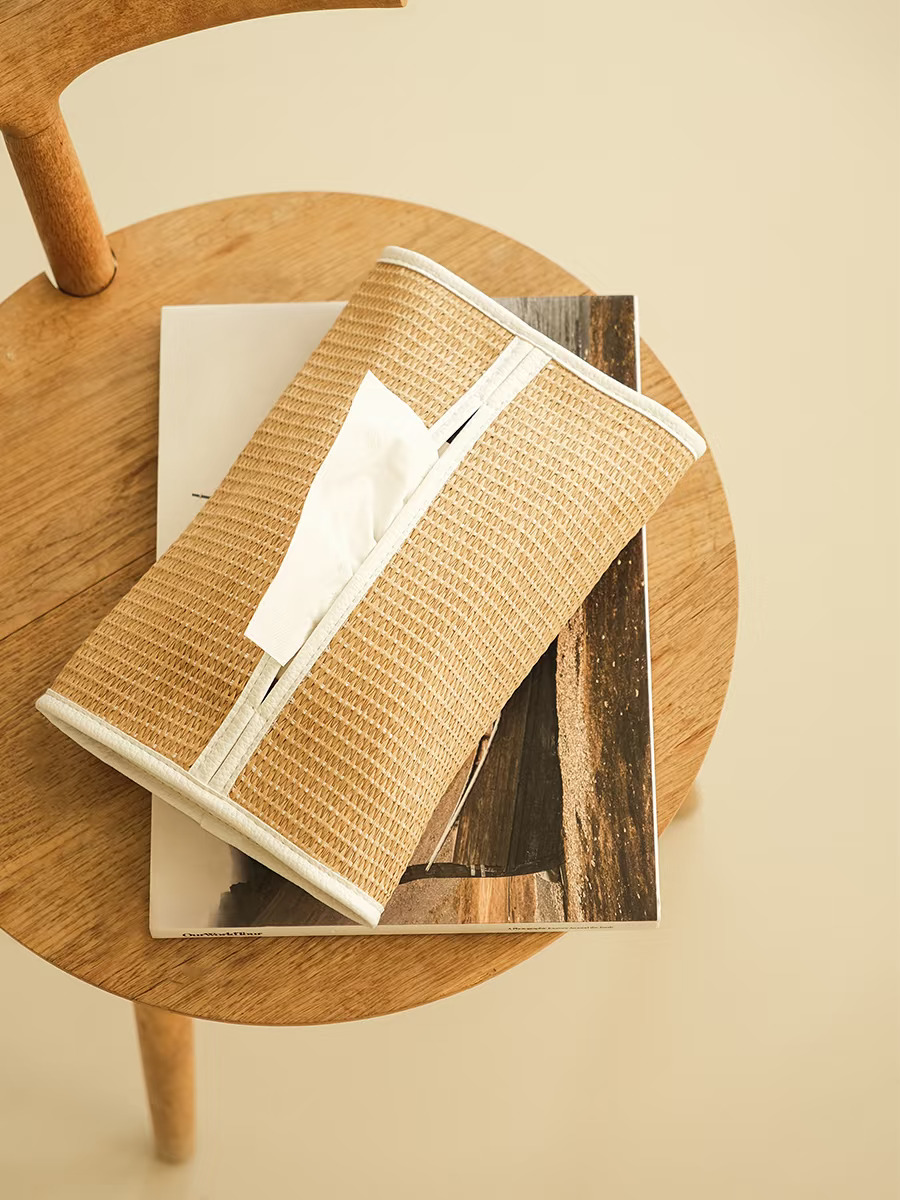 被追着夸爆！设计师款皮革草编抽纸盒✨