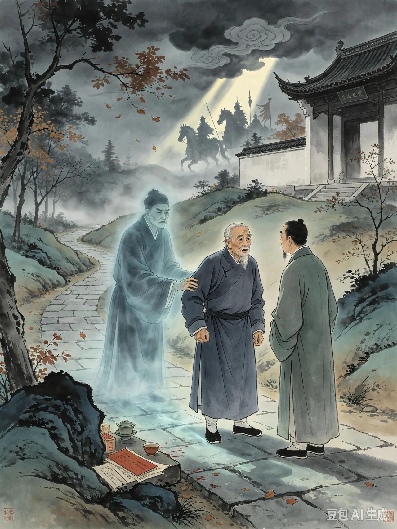 清朝丙戌年初秋，山阴安昌里的娄象甫外出访友，在路上和友人站着说话，忽然看见已经亡