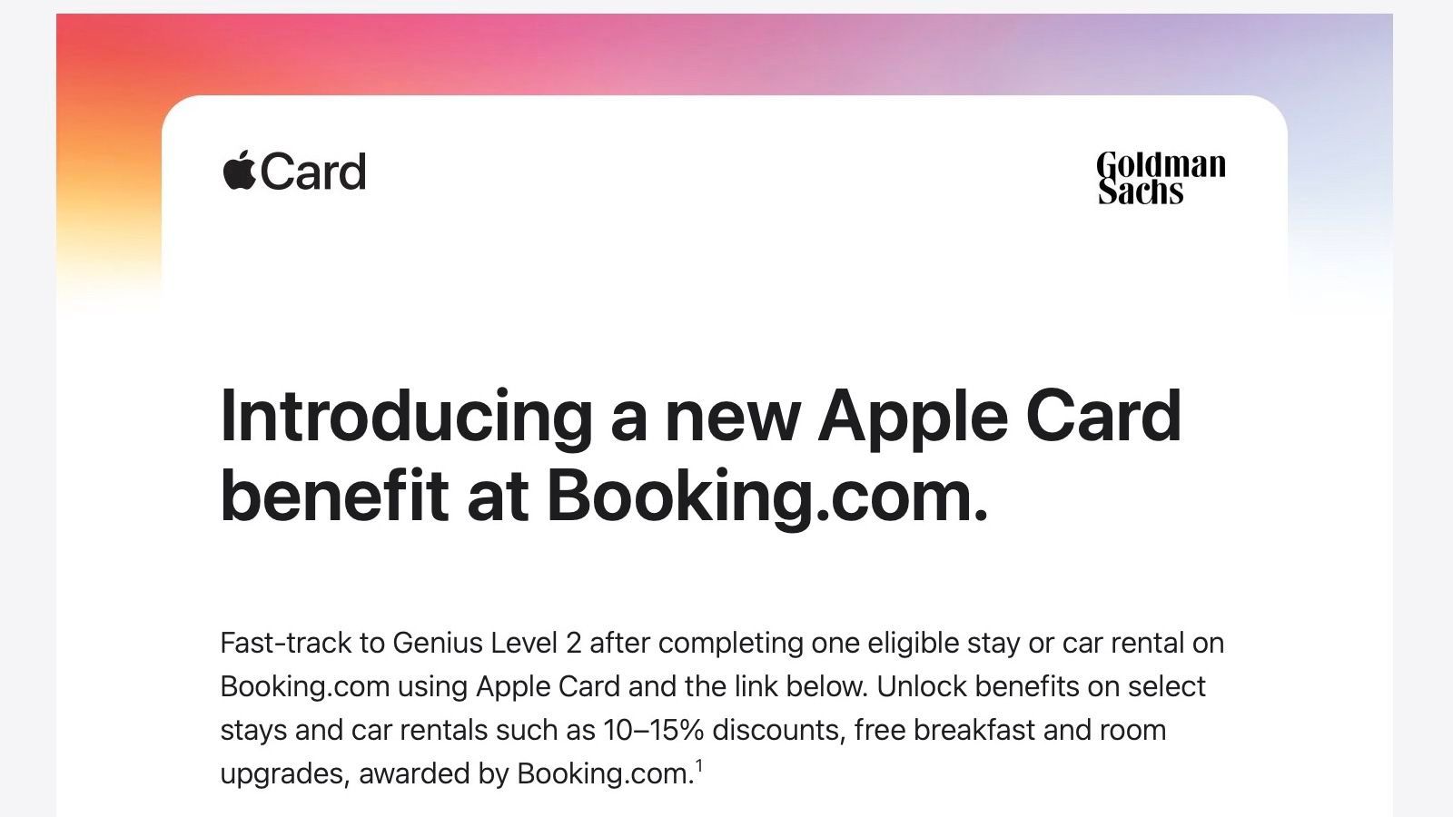 【现在只需一次旅行，Apple Card 即可快速解锁 Booking.com 