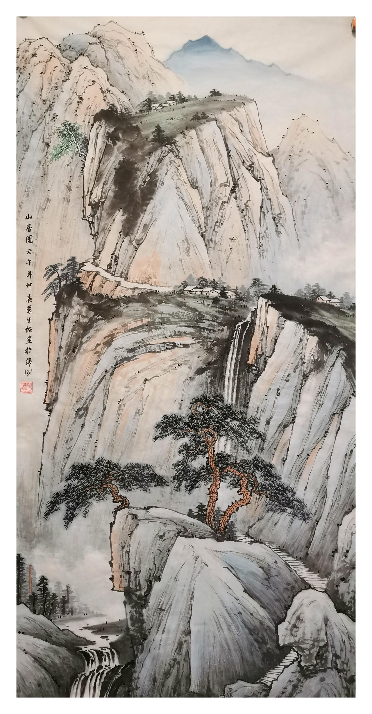 中国山水画原创作品欣赏：山水画作品
四尺整纸（138x68）
纸本生宣（小写意）