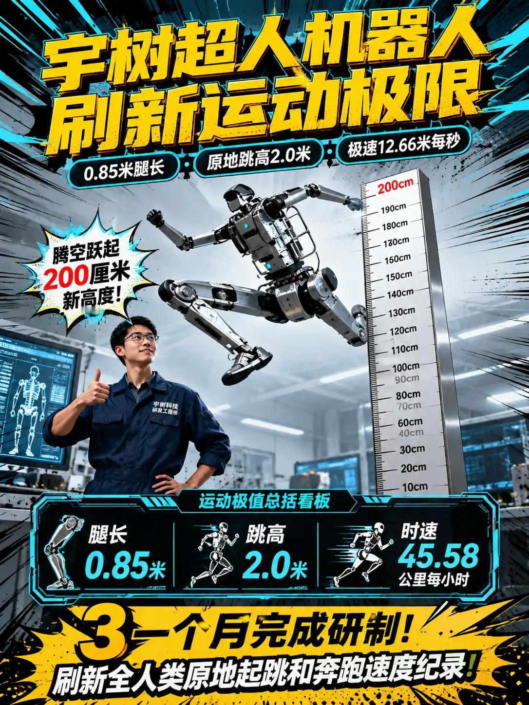 太震撼了！国产人形机器人真的杀疯了
 
宇树这款超人机器人，腿才0.85米，原地