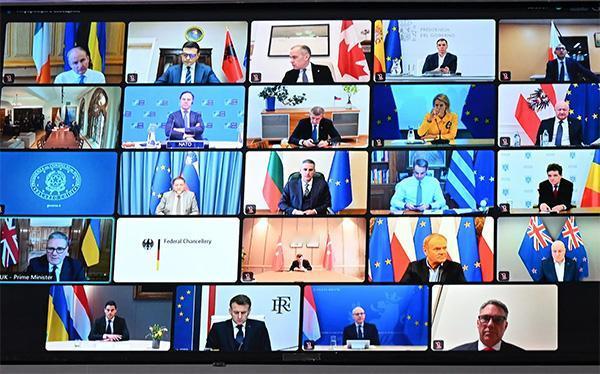 2026年2月24日，俄乌冲突四周年之际，乌克兰总统泽连斯基在基辅欢迎了欧洲多国