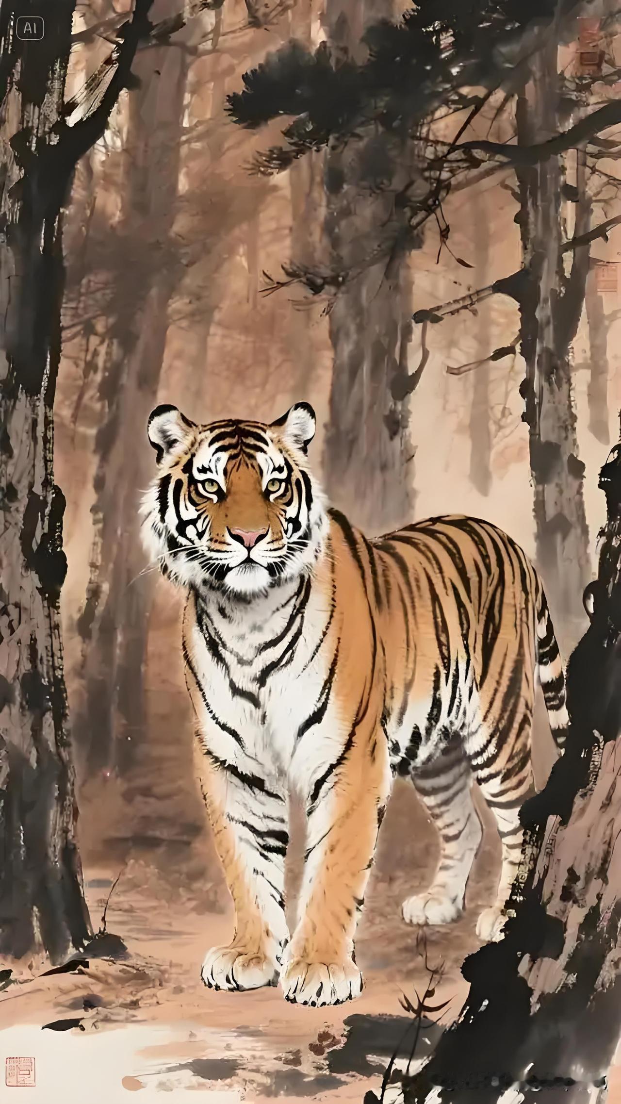 昨天，一个爱好字画的亲戚打电话说，给我准备了一幅虎的国画。
我喜欢国画，但不喜欢