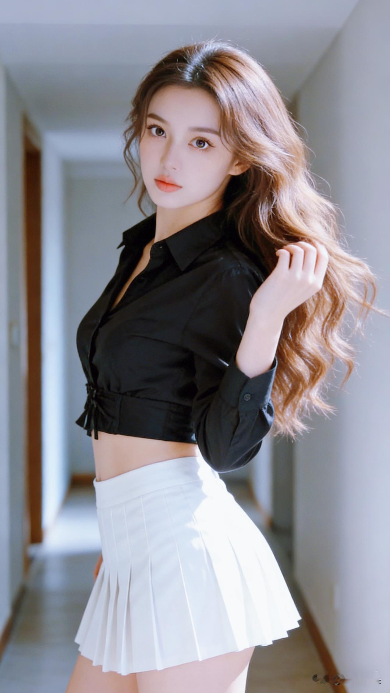 优雅黑衬衫搭配白短裙，尽显青春活力！减龄少女感时尚穿搭分享 喜欢御姐是什么心理？